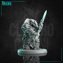 (L0078) Male elephant folk barbarian warrior with a double-headed axe (Large)