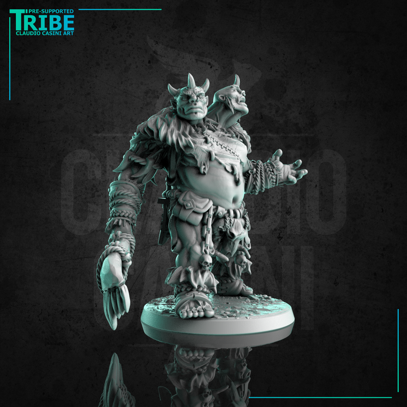(L 0060) Male ettin monster creature barbarian with a club (Large) - Only-Games
