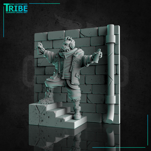 (0266) Male human cyberpunk sci-fi graffiti artist - Only-Games