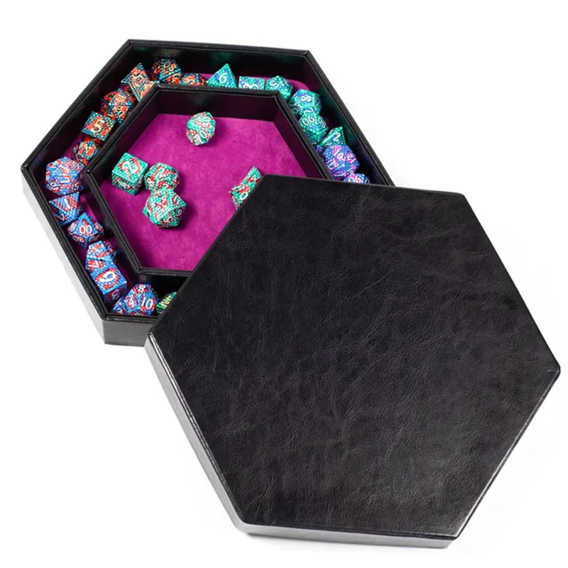 Tray of Fates | Hexagonal Dice Tray | Purple Felt - Only-Games