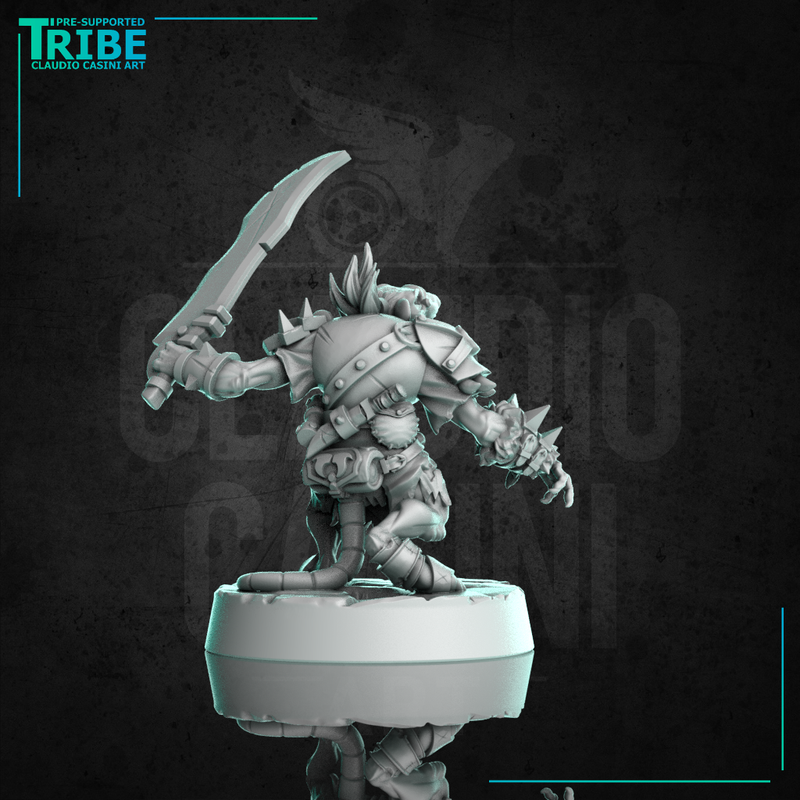 (0317) Male rat folk mouse folk barbarian with axe or sword