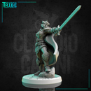 (0267) Female human elf tiefling firbolg half-orc paladin warrior commander with a cape complete armor and sword - Only-Games