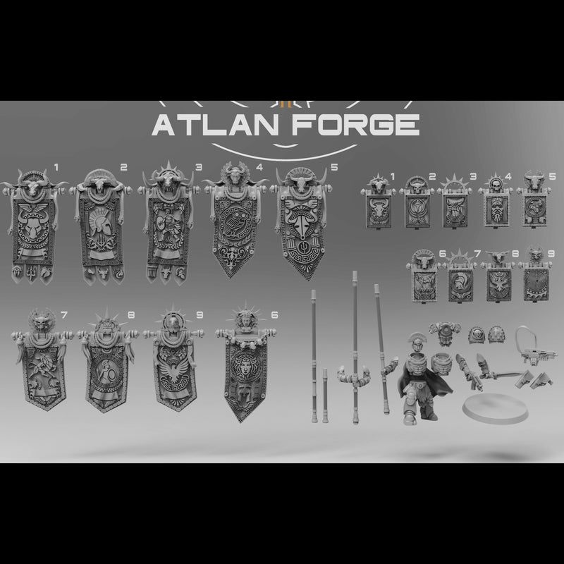 Minoan War Banners (18) + Standard Bearer - Only-Games