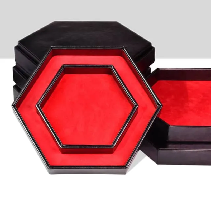 Tray of Fates | Hexagonal Dice Tray | Red Felt - Only-Games