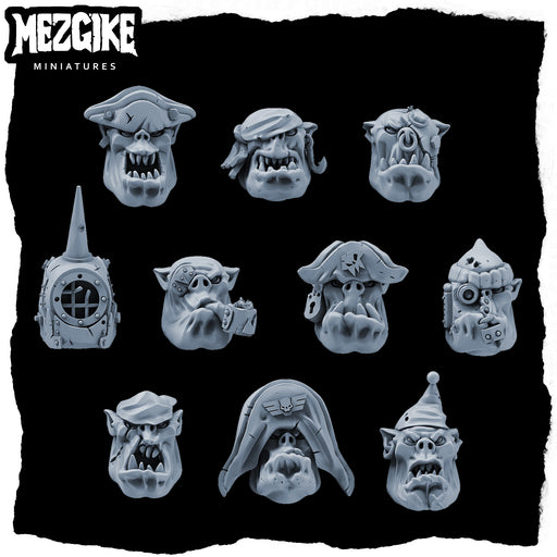 Orc freebooter pirate heads (physical miniatures conversion set) - Only-Games