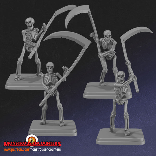 Classic Skeletons w/ Scythes x4 - Only-Games