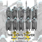 Cloaked Noble Guards - Set of 10 with spears (32mm scale) - Only-Games