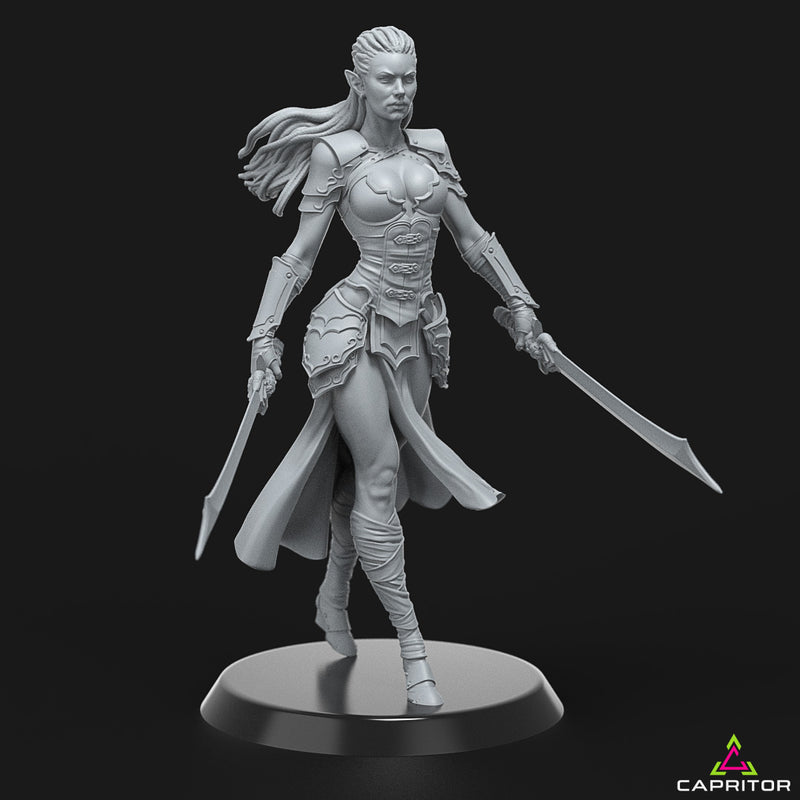 Female Dark Elf Warrior "Ylenia Bloodthorn" 75mm Scale - Only-Games