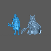 (0157) Female rabbitfolk wizard with a magical club, cape and a knife - Only-Games