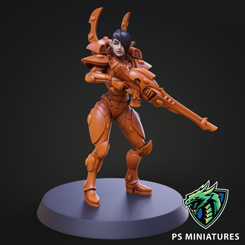 Space Elf Female Soldier Pose 1 - Only-Games