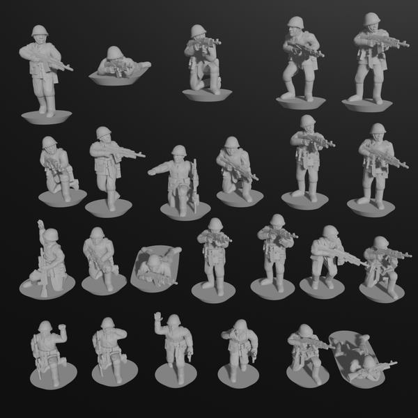 10 & 15mm Soviet Infantry with AK-74s & GP-25s (24 models) - Only-Games