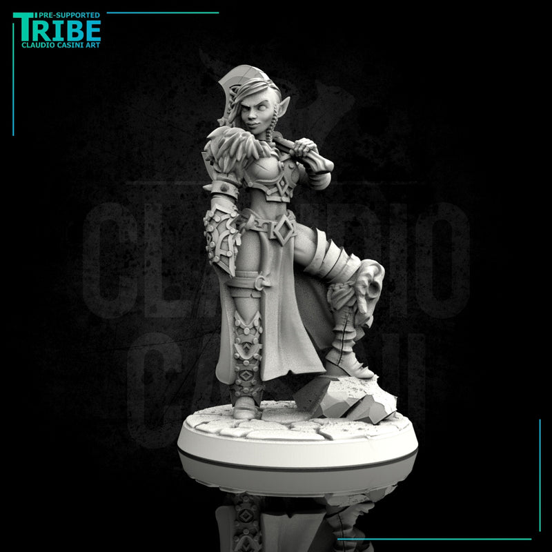 (0071) Female human half-orc tiefling elf barbarian viking with axe - Only-Games