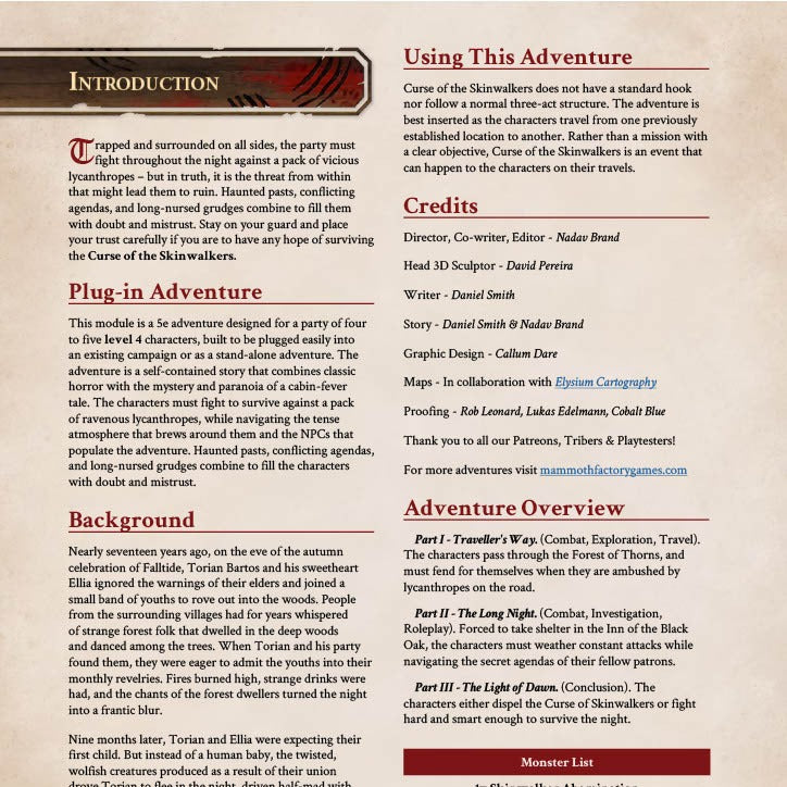 Curse of the Skinwalkers - 5e Adventure Booklet - Only-Games