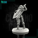 (0043) Female human tiefling firbolg half-orc barbarian with big sword - Only-Games