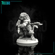 (0092) Male felinid barbarian with two axes - Only-Games