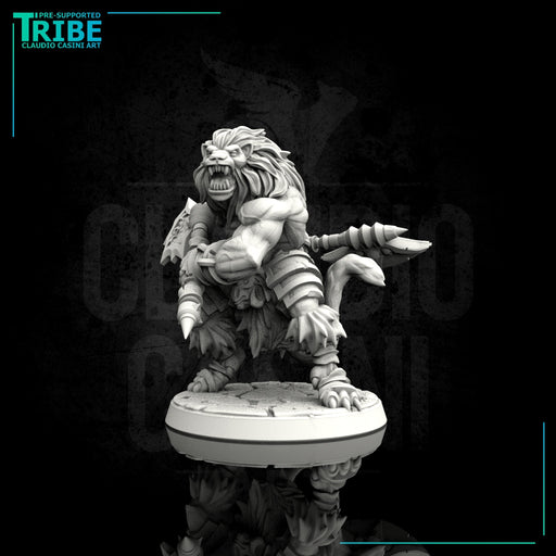 (0092) Male felinid barbarian with two axes - Only-Games