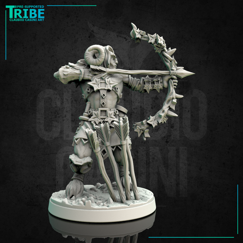(0136) Male faun satyr archer with bow - Only-Games