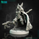 (0157) Female rabbitfolk wizard with a magical club, cape and a knife - Only-Games