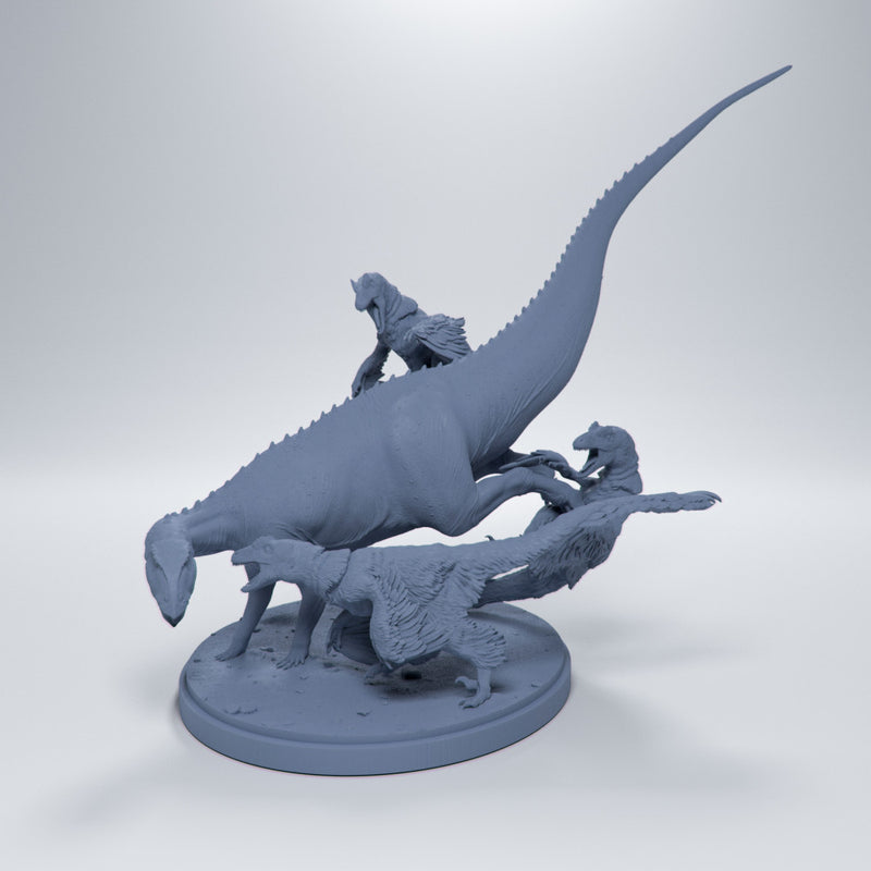 Deinonychus hunting Tenontosaurus 1-35 scale dinosaur - Only-Games