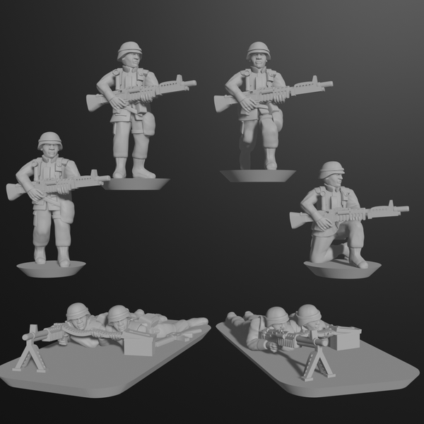 10 & 15mm US Infantry with M60s (12 models) - Only-Games