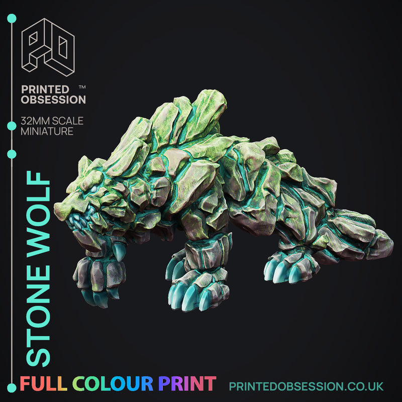 Stone Wolf - Elemental Wolves - Pre-Coloured - 32mm Scale - Only-Games