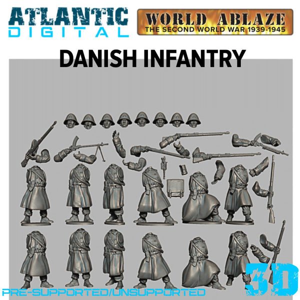 WW2 Danish Infantry - Puddle Bases - Only-Games