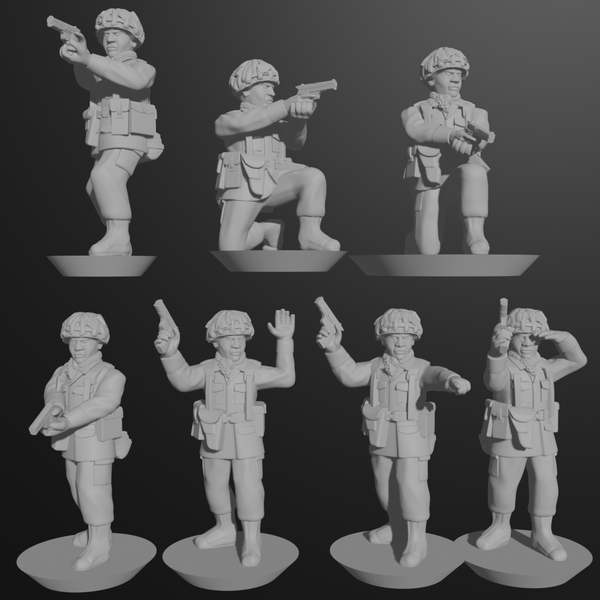 10 & 15mm British Infantry in Helmets with Pistols (7 poses) - Only-Games