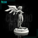 (0100) Female cyberpunk net-runner with wings and connection cable - Only-Games