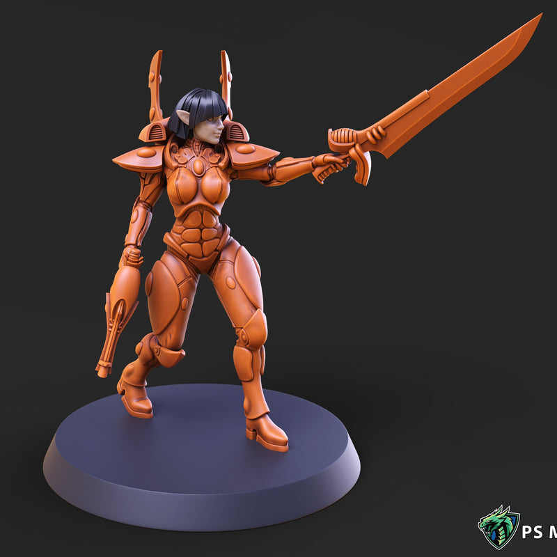 Space Elf Female Soldier Pose 4 - Only-Games
