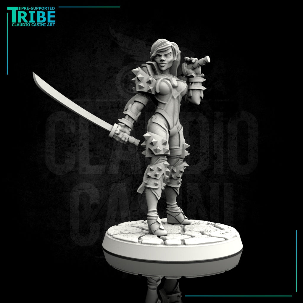 (0078) Female elf human tiefling ninja warrior with katanas - Claudio ...