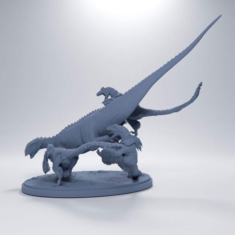 Deinonychus hunting Tenontosaurus 1-35 scale dinosaur - Only-Games