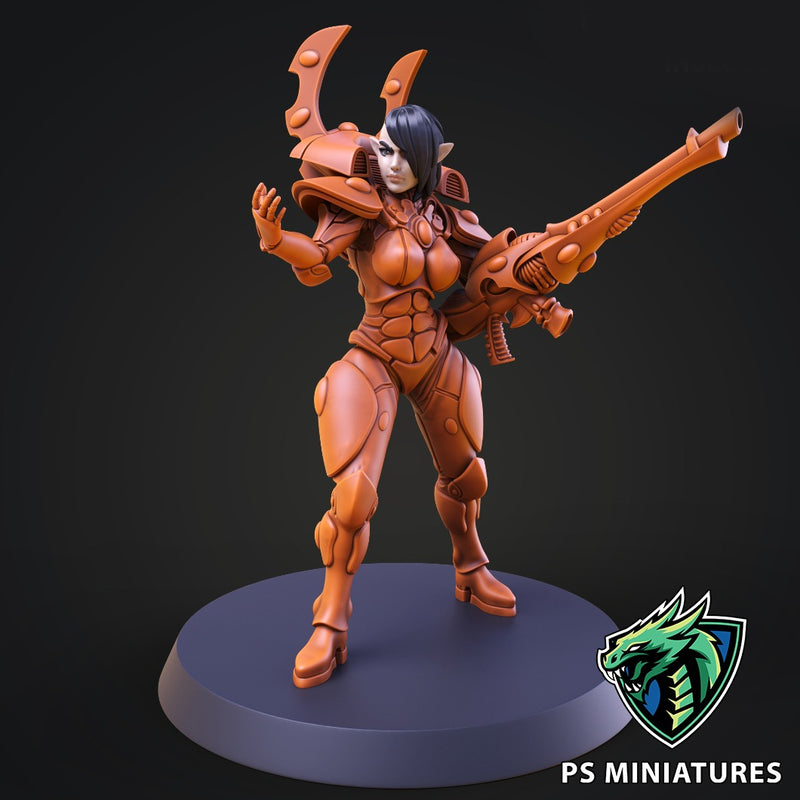 Space Elf Female Soldier Pose 5 - Only-Games