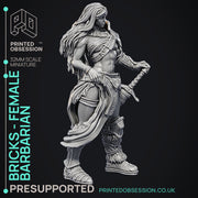 'Bricks' Female Barbarian - 32, 75, or 100 mm Model - Only-Games