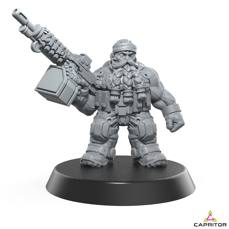 Space Dwarf Machine Gunner "Alpha" - 28mm Scale - Only-Games