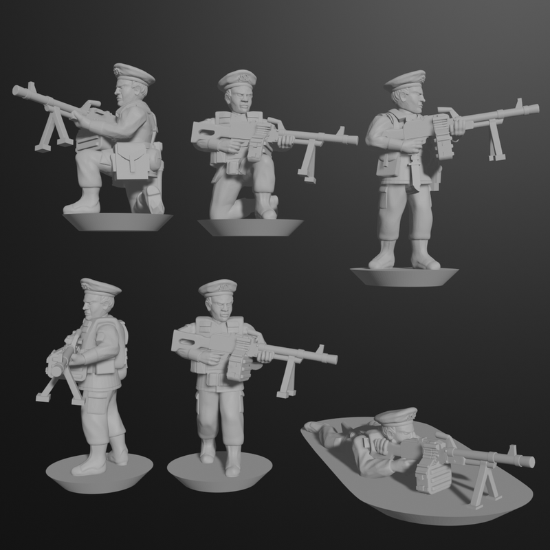 10 & 15mm Soviet VDV Infantry with PKMs (12 models) - Only-Games