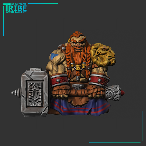 (0001) Male dwarf warrior with hammer - Only-Games