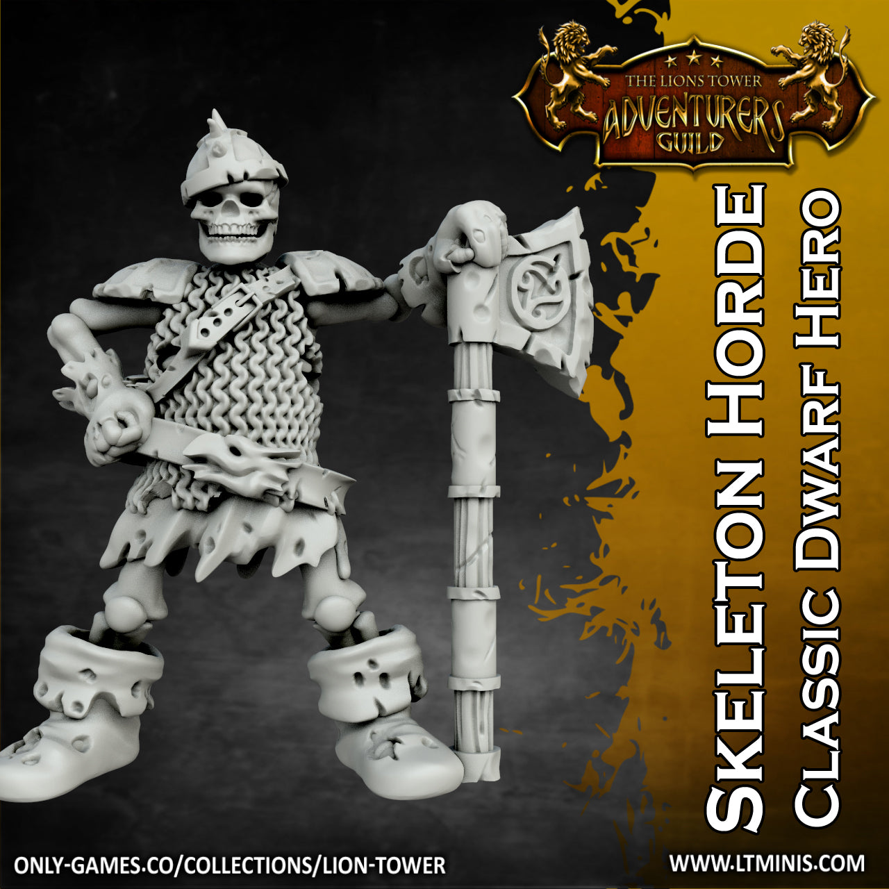 Classic Dwarf Skeleton Hero (32mm scale) - Lion Tower - Miniatures by ...