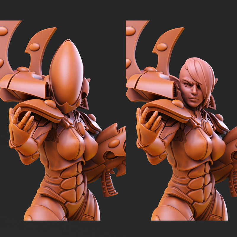 Space Elf Female Soldier Pose 5 - Only-Games