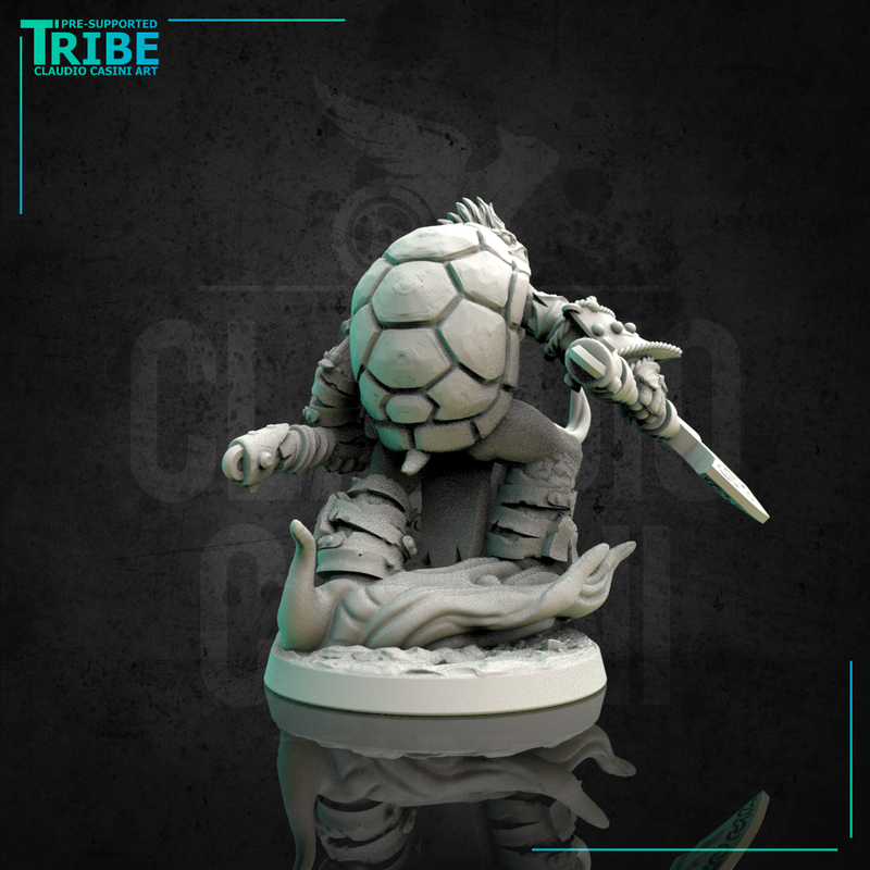 (0154) Male turtle man warrior with axes - Only-Games