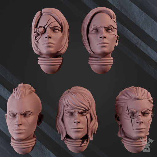 War Sisters Head Bits Ebony Grail Set x5 - Only-Games