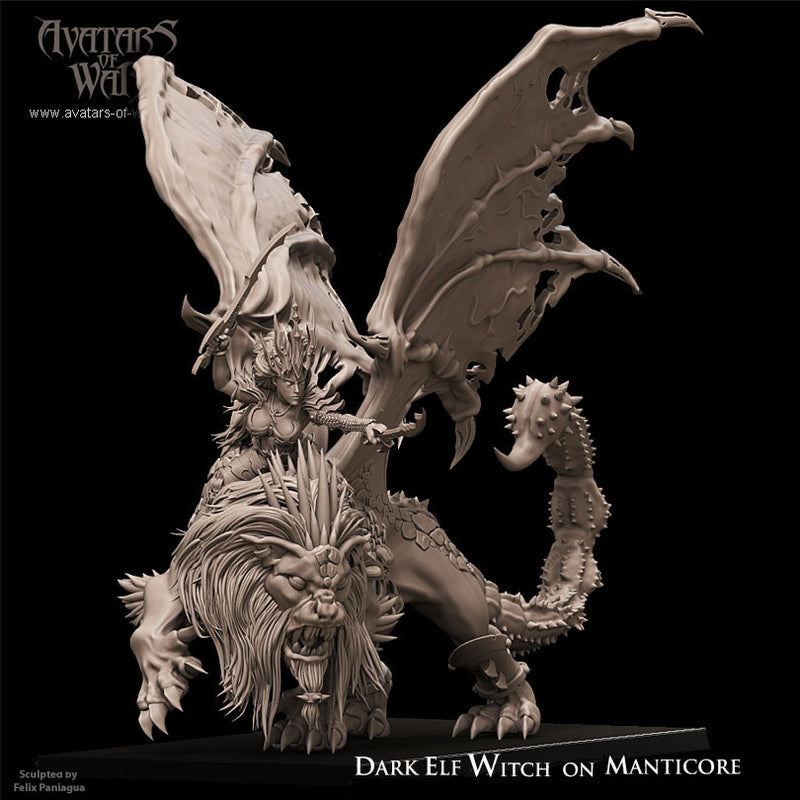 Dark Elf Witch on Manticore - Only-Games