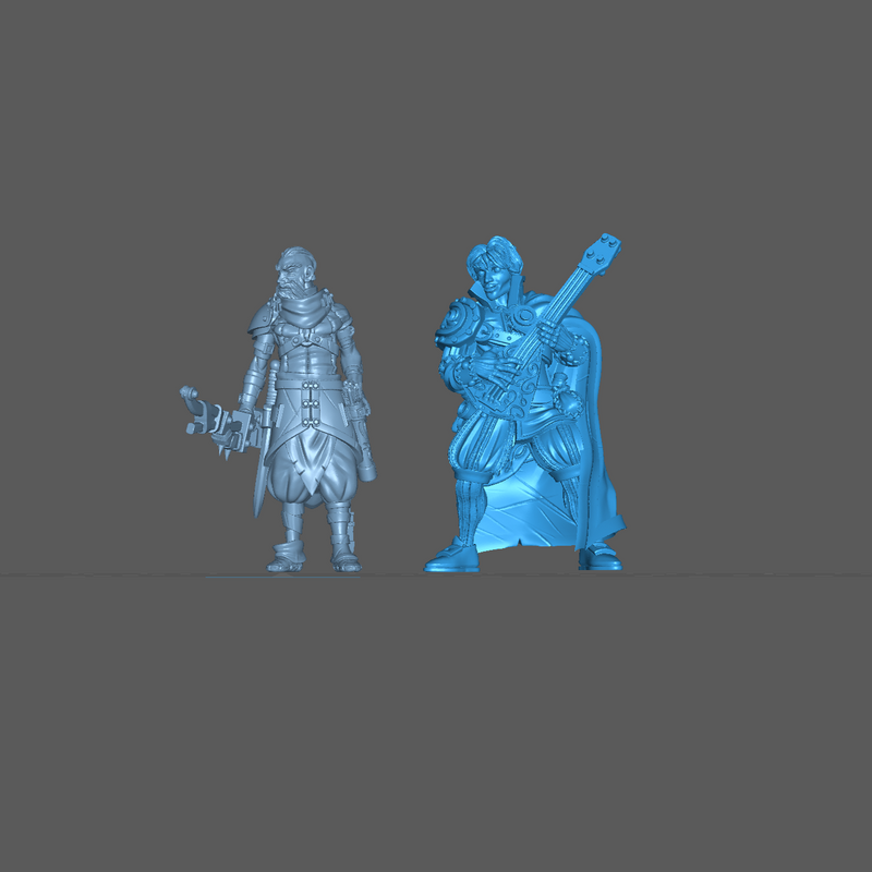 (0082) Male human elf tiefling half orc bard with lute - Only-Games