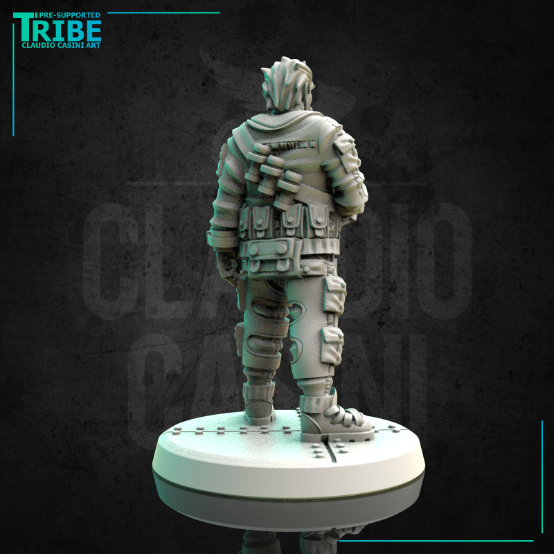 (0172) Male military soldier mercenary with a uzi - Only-Games