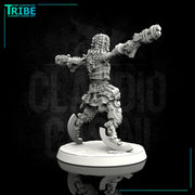 (0104) Female sci-fi post-apocalyptic street warrior with guns and bionic legs - Only-Games
