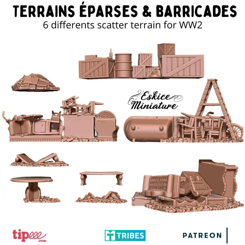 WW2 Scatter terrains X6 - 28mm for wargame - Only-Games
