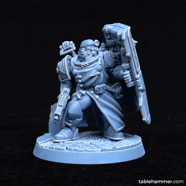 Forgeheart Medicus – 40mm base (space dwarf combat medic with shield) - Only-Games