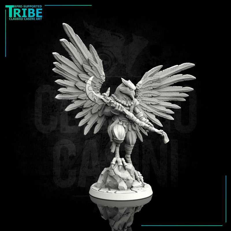(0058) Male featherfolk birdman cleric monk with club - Only-Games