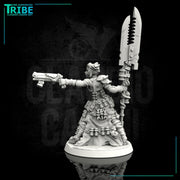 Female sci-fi post-apocalyptic street warrior with blade and rifle (0103) - Only-Games