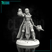 (0088) Female elf human half orc tiefling cleric with club or mace - Only-Games