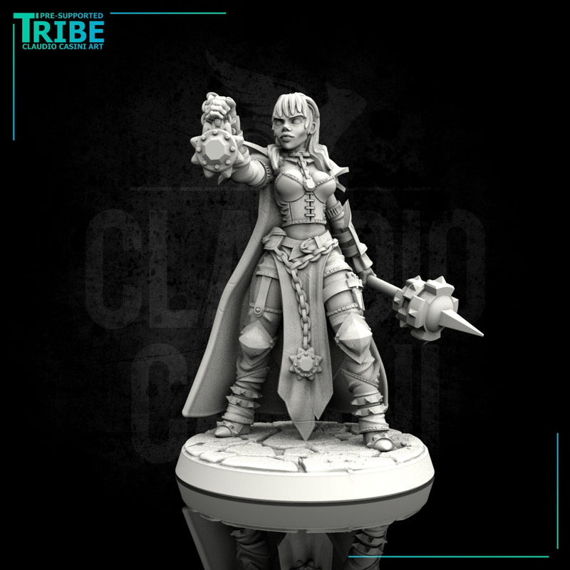(0088) Female elf human half orc tiefling cleric with club or mace - Only-Games